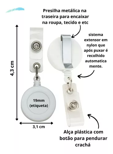 Roller clip retrátil branco