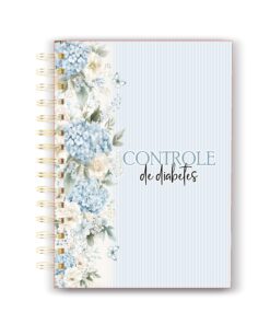 CADERNO CONTROLE DE DIABETES FLORAL AZUL