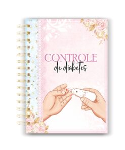 CADERNO CONTROLE DE DIABETES FLORAL ROSA